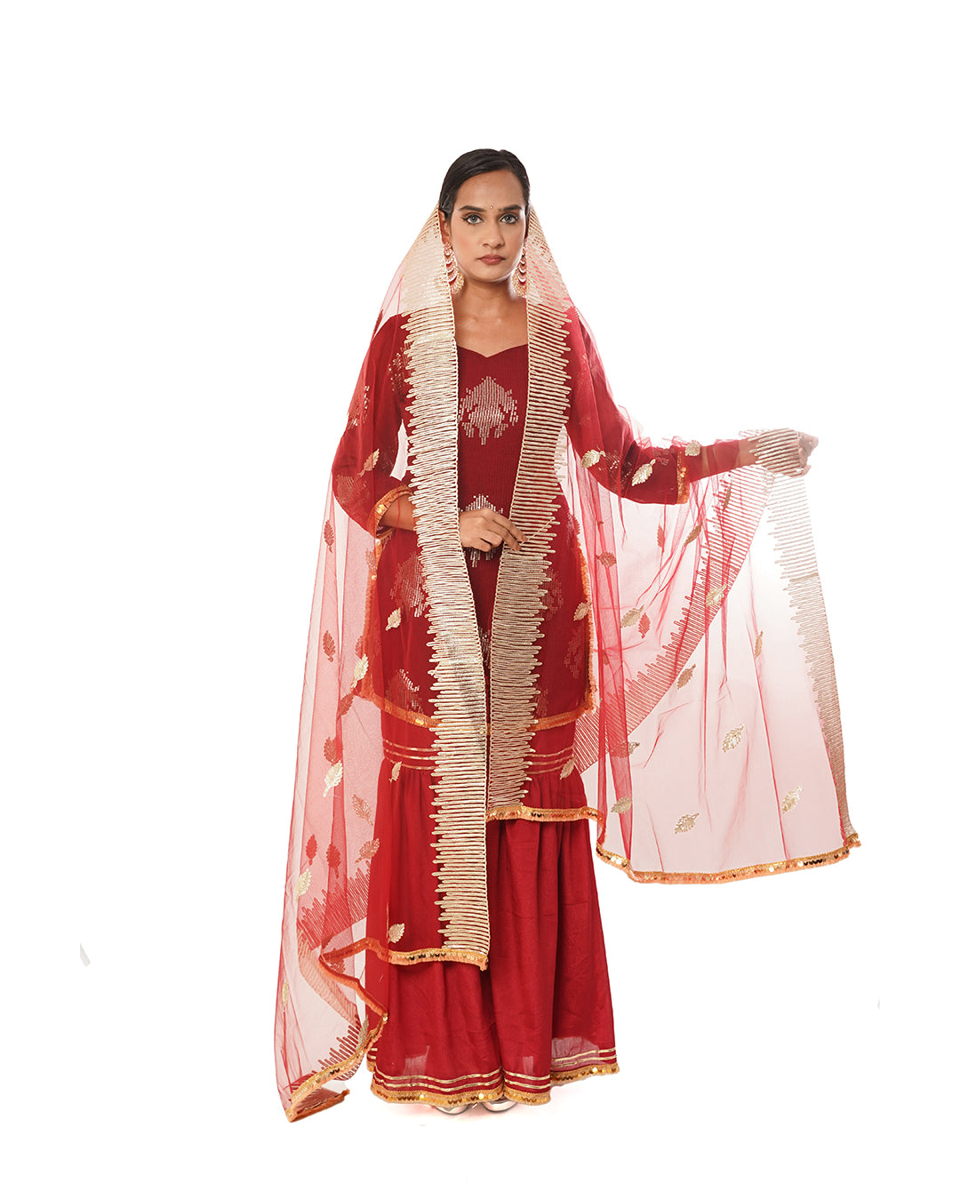 Mulberry gold sequin sharara suit