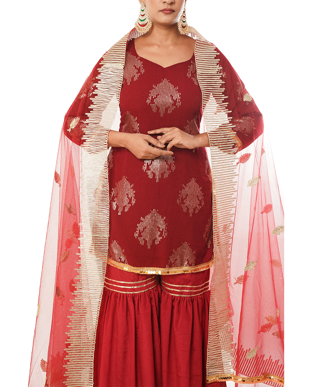 Mulberry gold sequin sharara suit