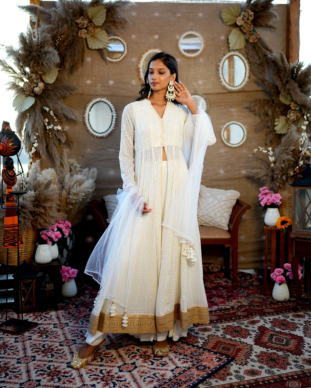 Cream White sharara suit set