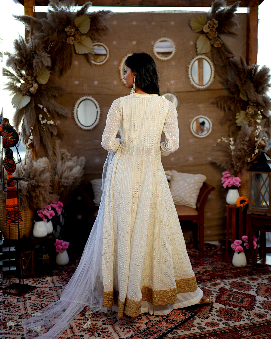 Cream White sharara suit set