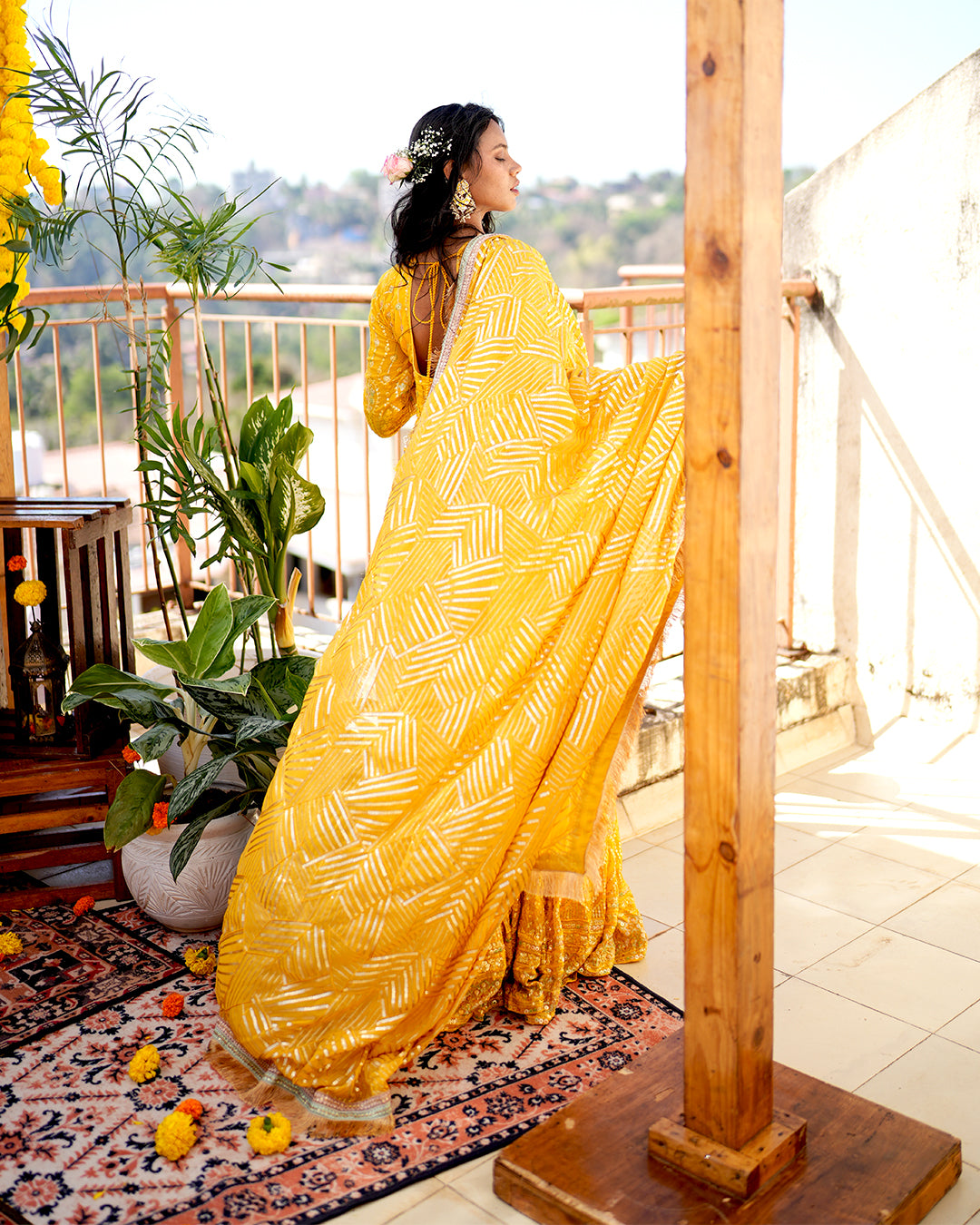 Chrome yellow Viscose blooming georgette anarkali