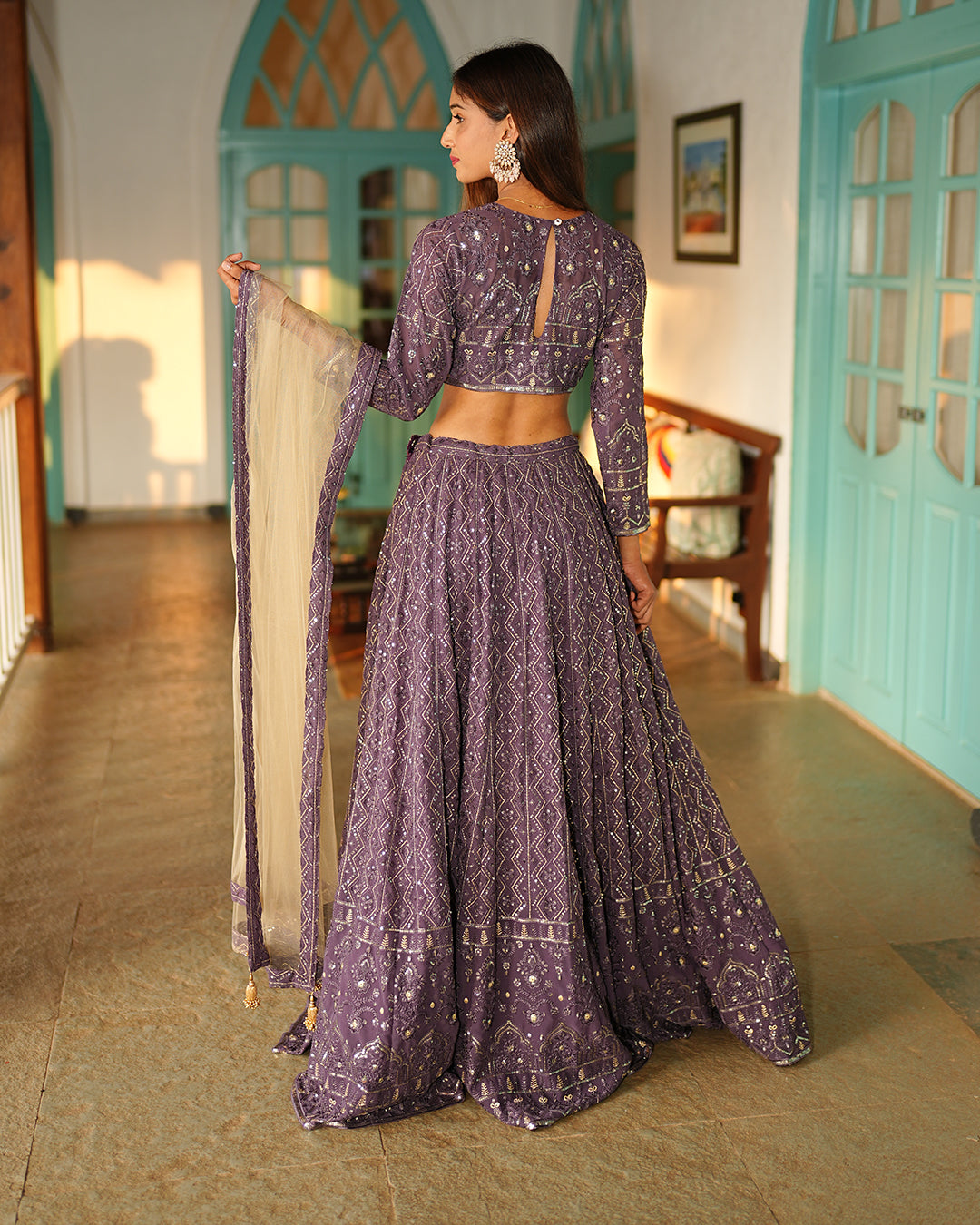 Royal purple Heavy embroidered lehenga set