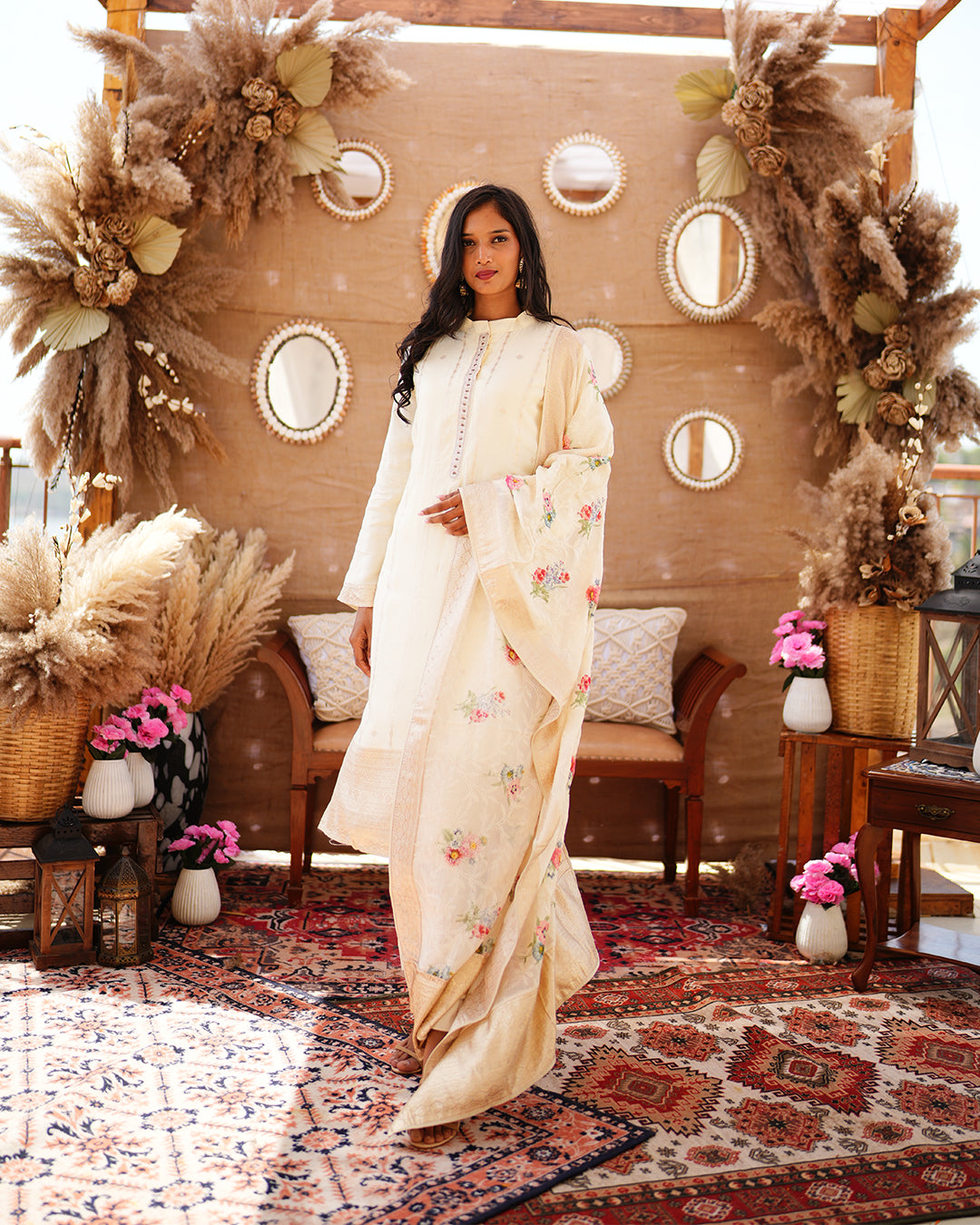 Metal white pure cotton silk weaving salwar kameez set