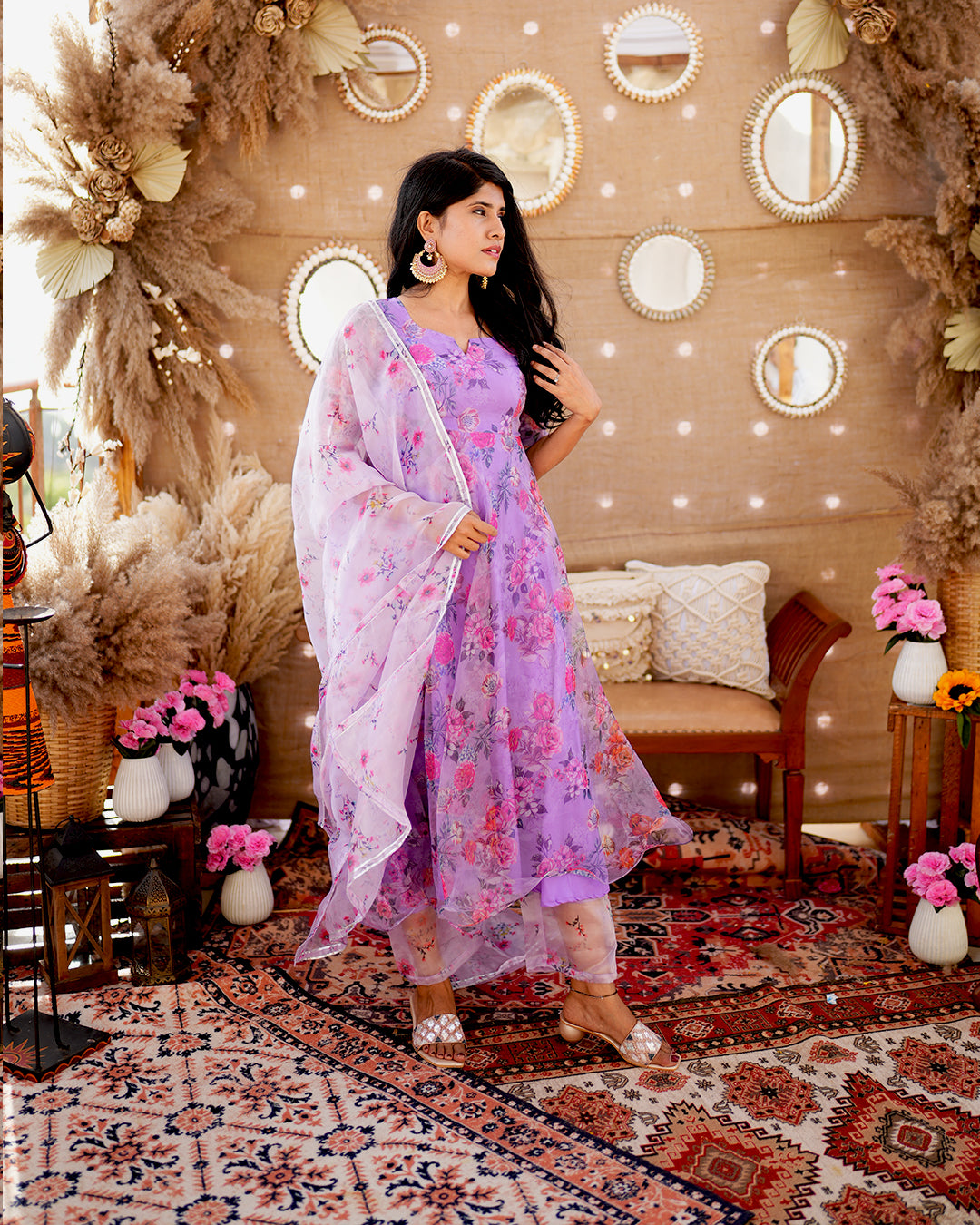 Purple Pure Organza Anarkali