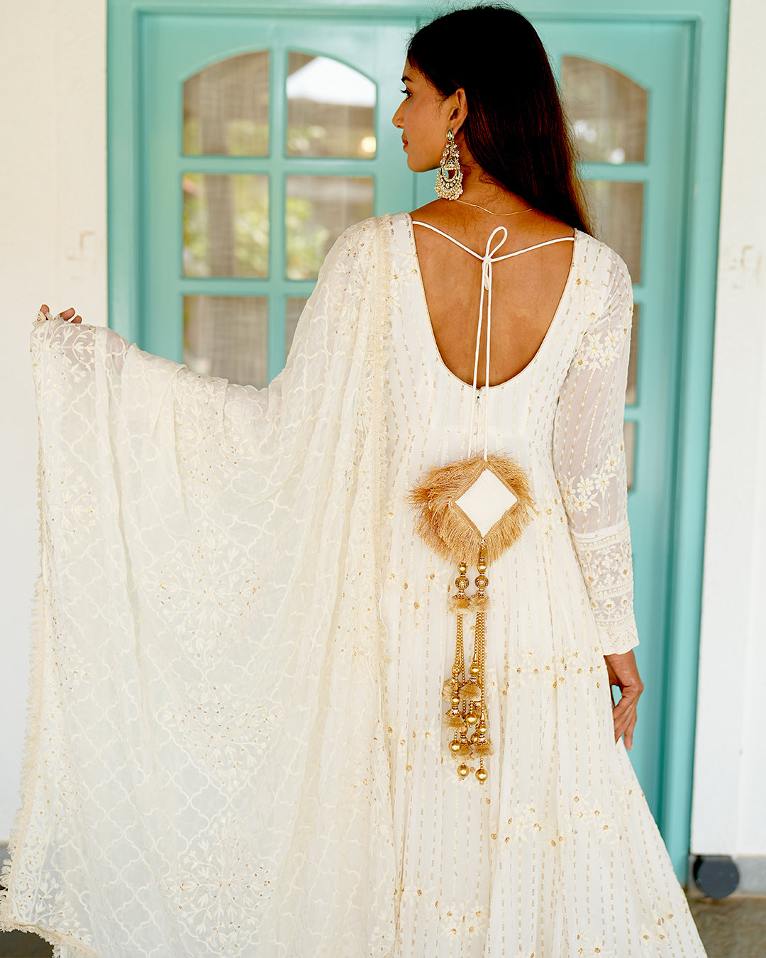 PEARL WHITE GEORGETTE ANARKALI