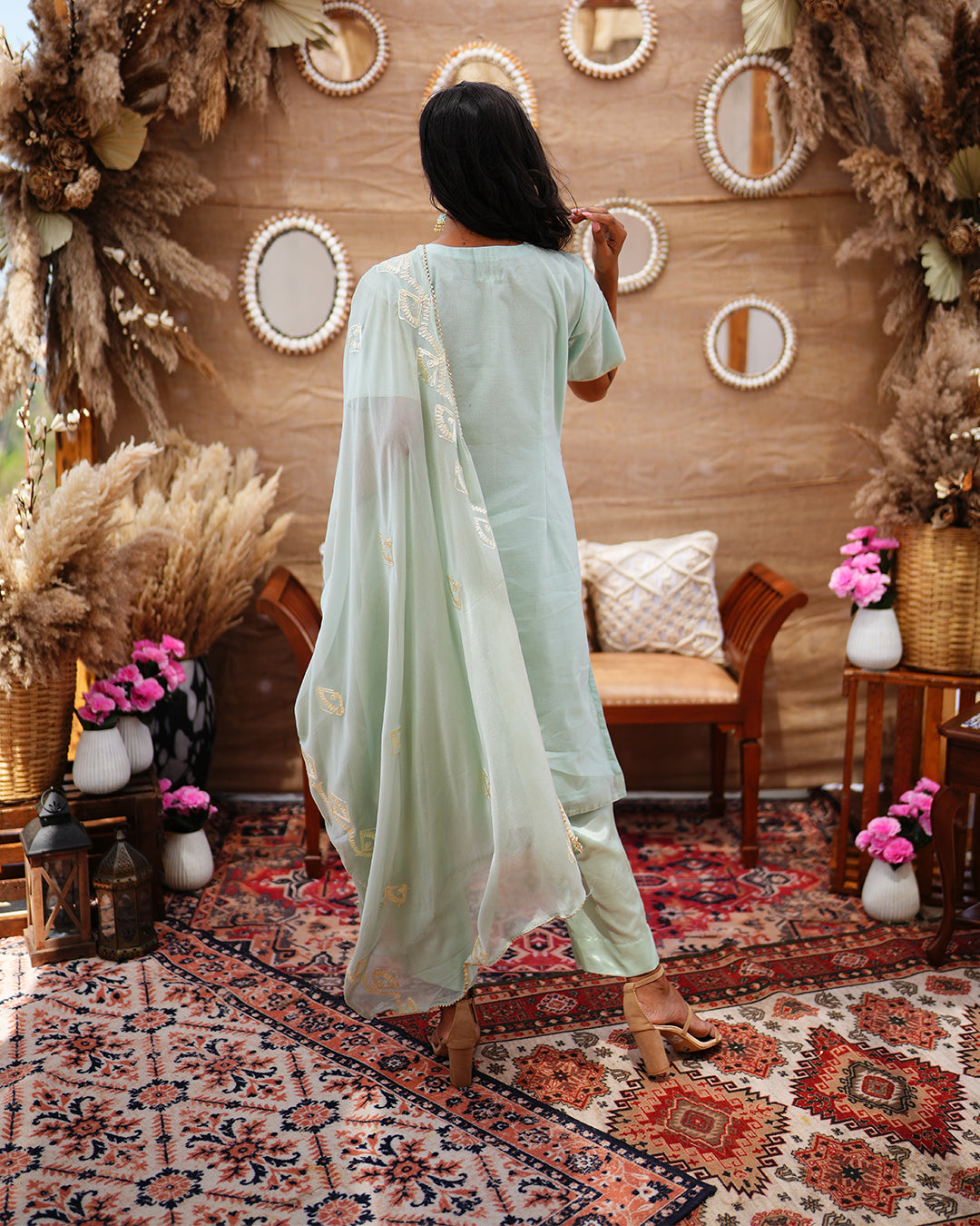 Powder Blue Hand Embroidery Salwar suit