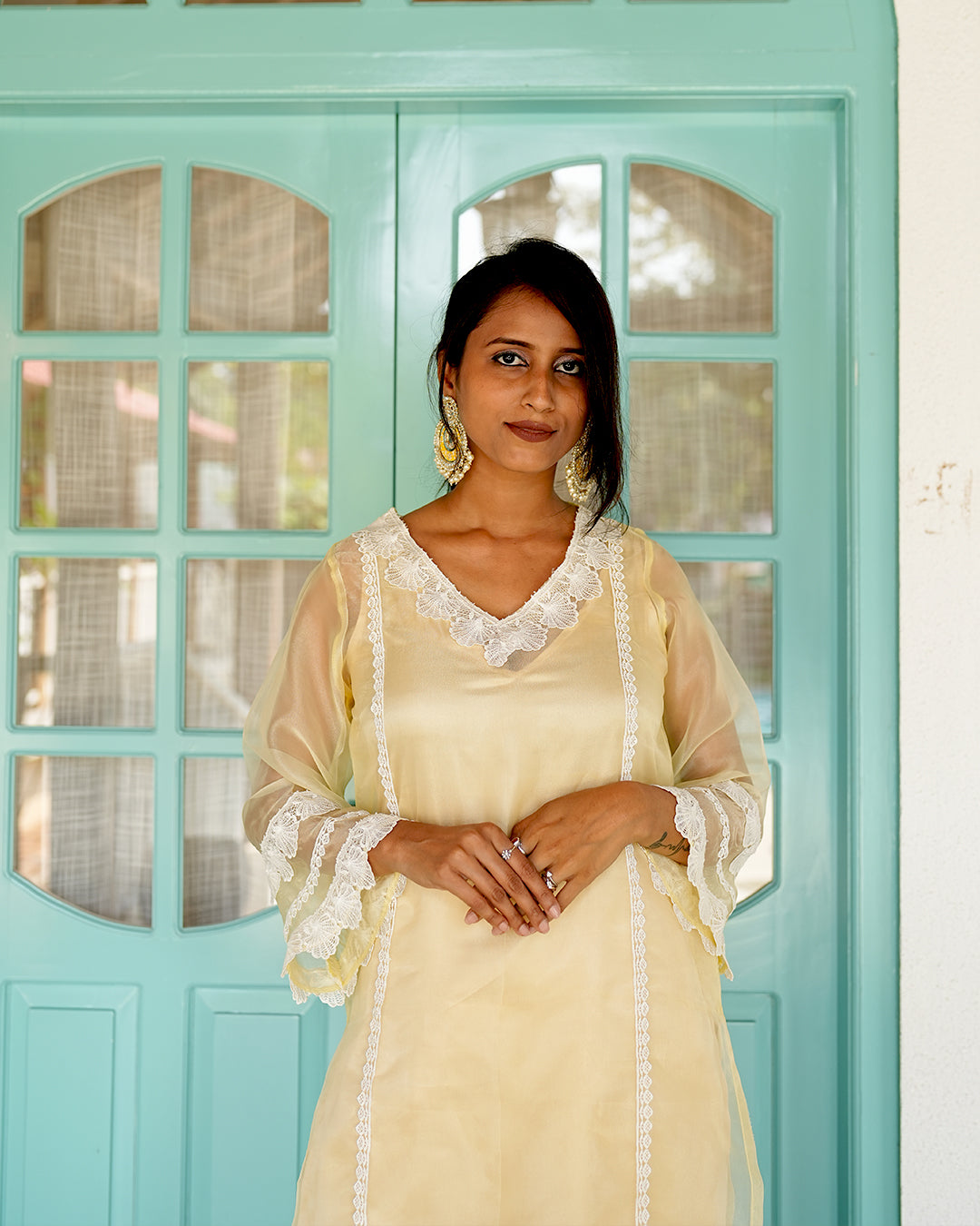 Noor organza straight kurta set