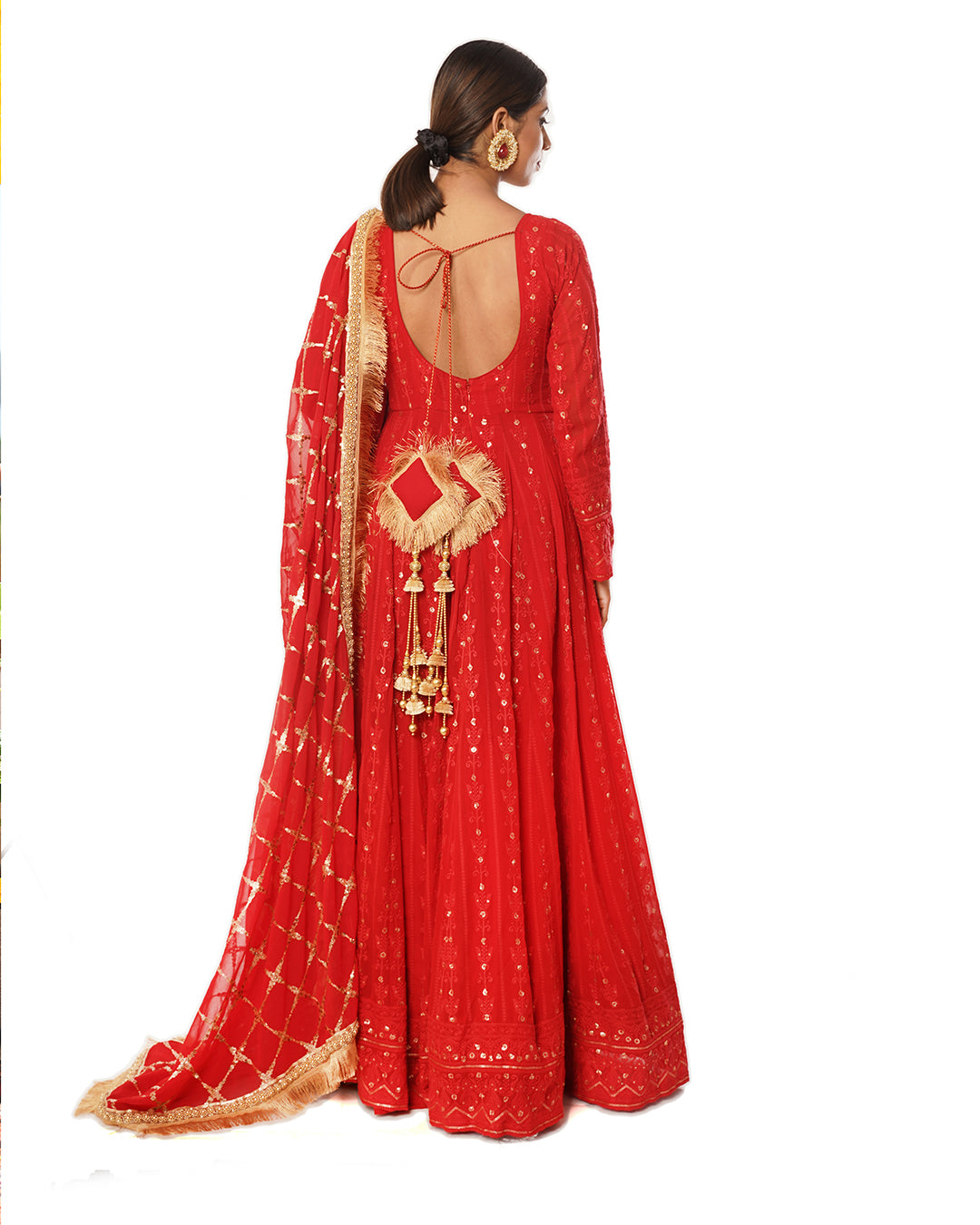 Deep Rose Red Viscose Georgette Anarkali