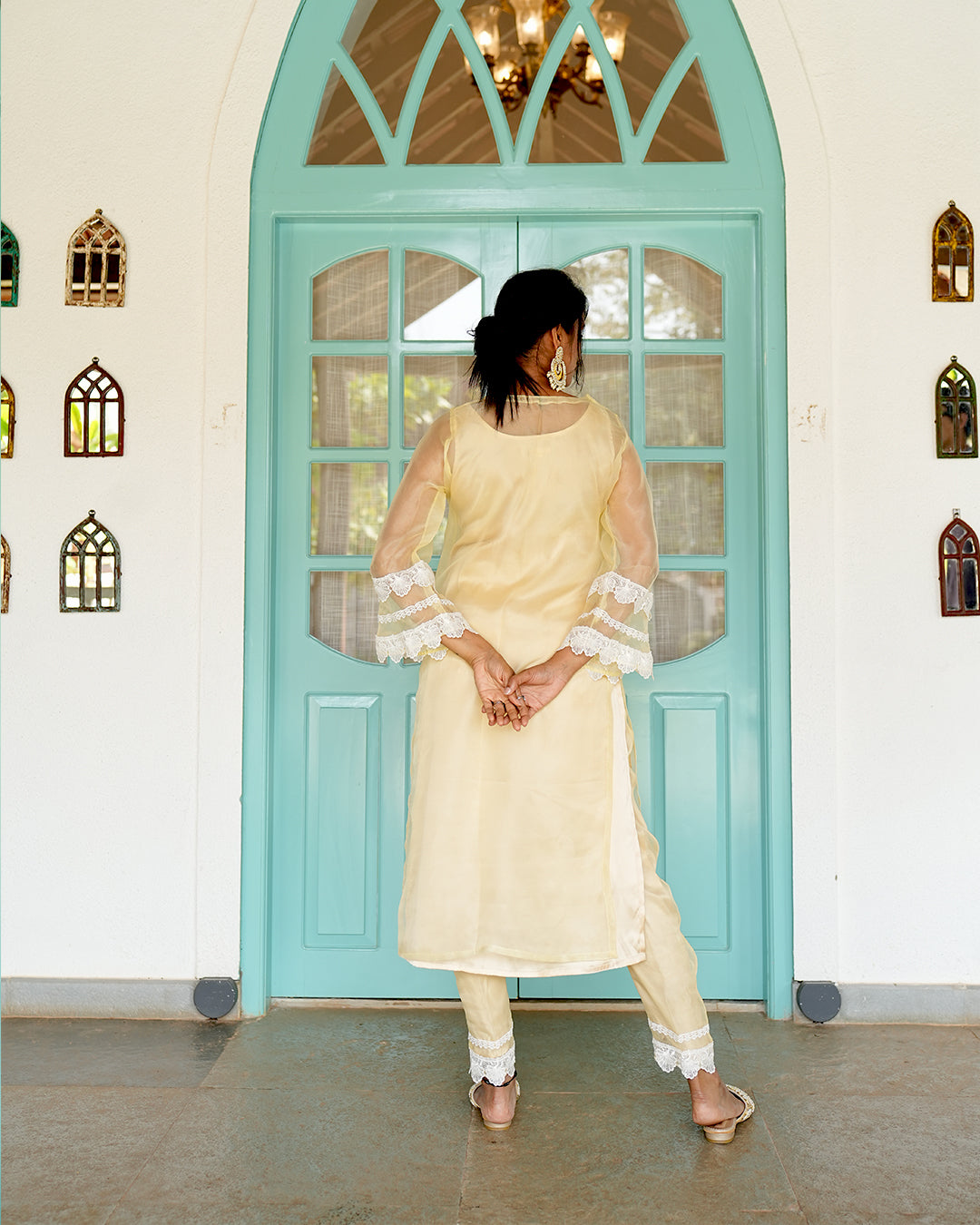 Noor organza straight kurta set
