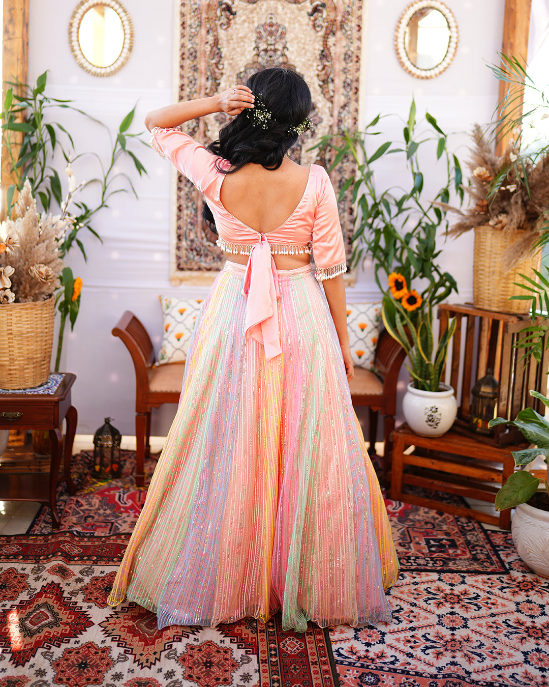 Multi colour Thread sequence work lehenga