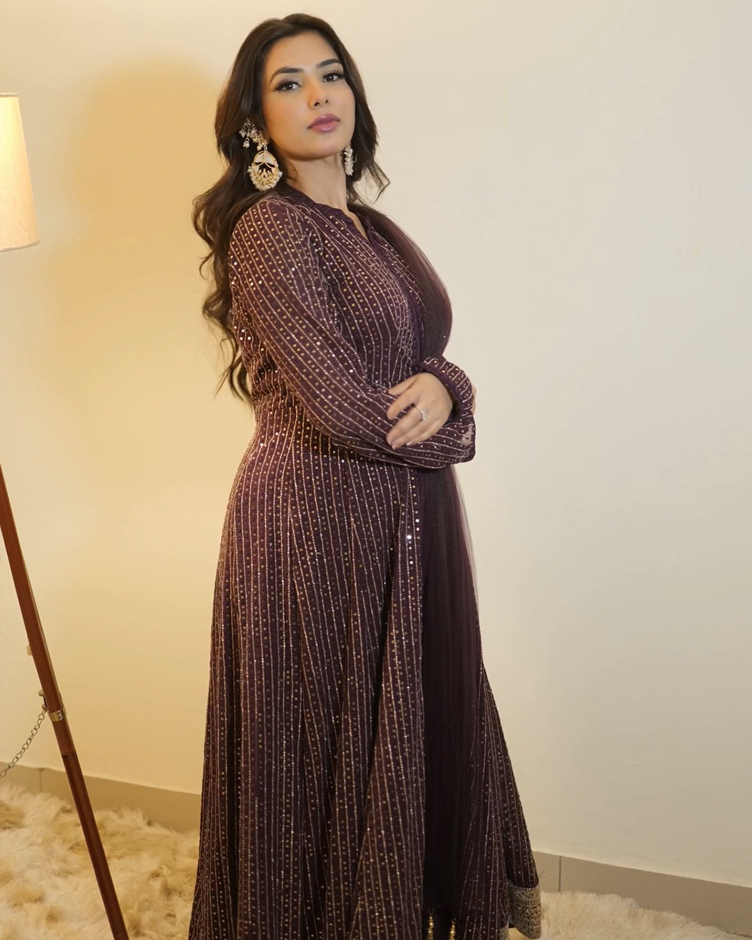 plum purple sharara suit set