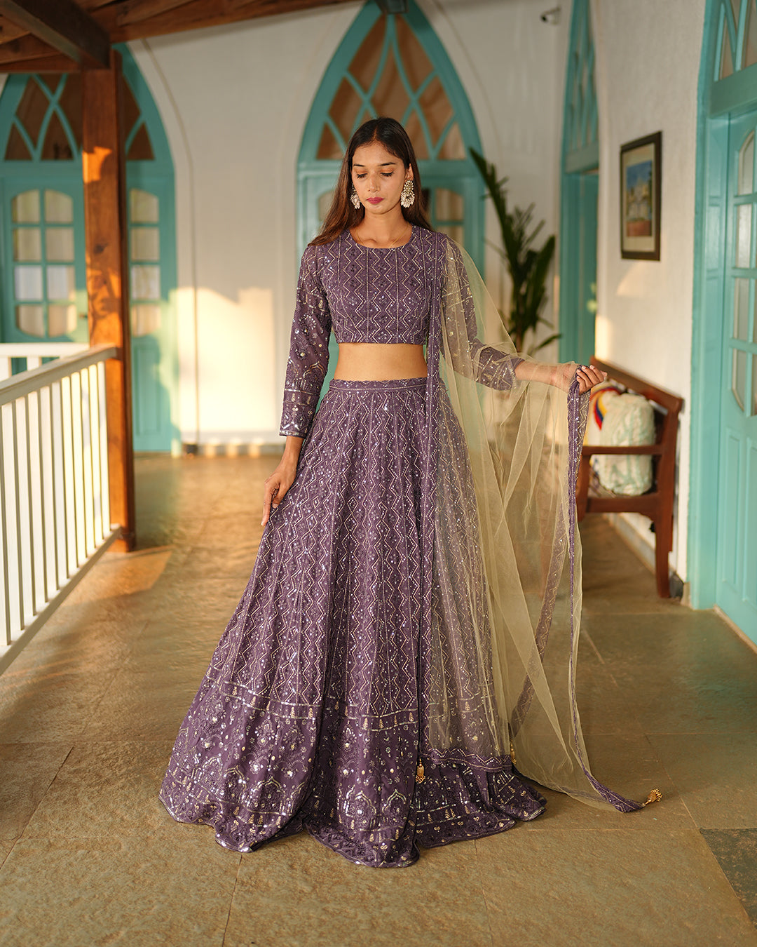 Royal purple Heavy embroidered lehenga set