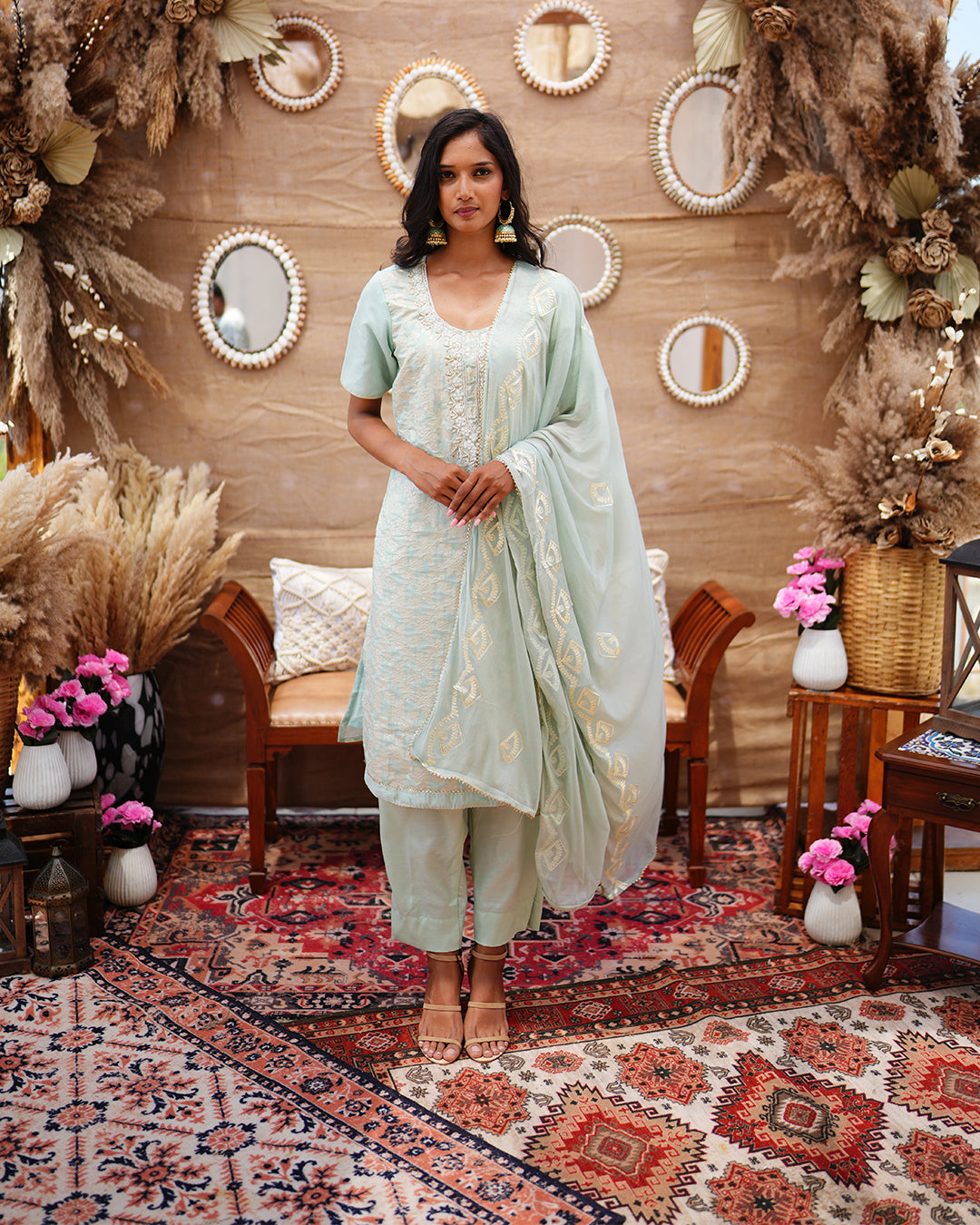 Powder Blue Hand Embroidery Salwar suit