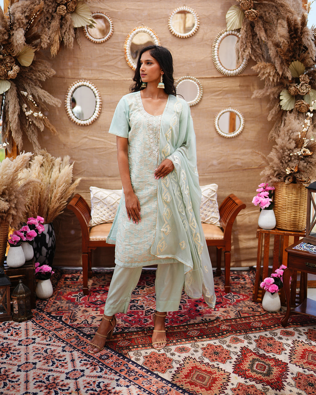 Powder Blue Hand Embroidery Salwar suit