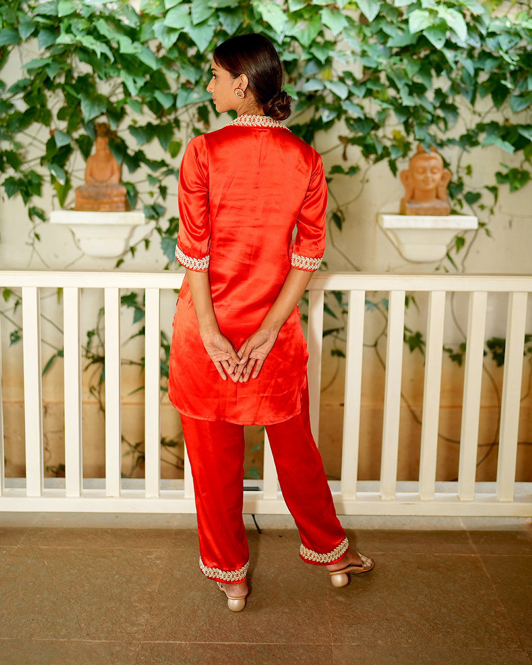 Cheery red japan satin Co-ord set