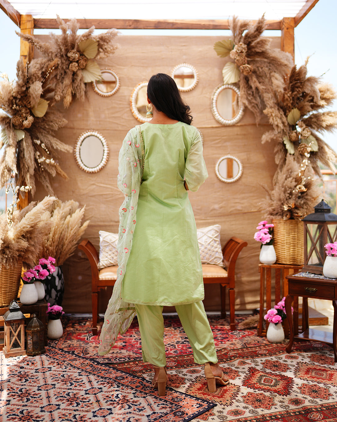 Sage Green Chanderi Cotton salwar suit