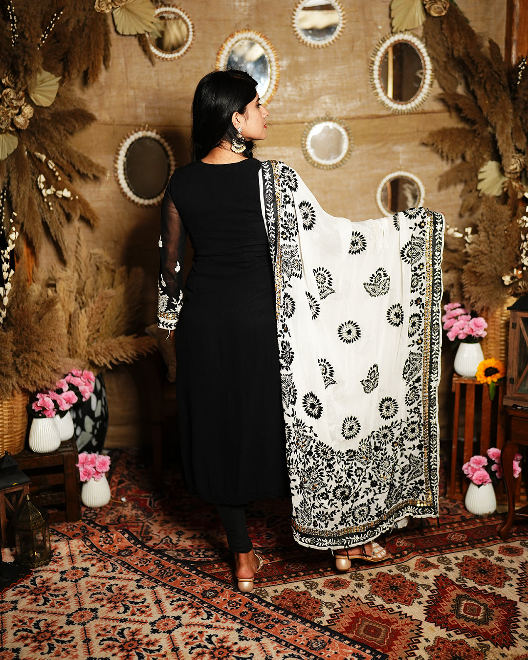 Black viscose georgette chikankari salwar suit