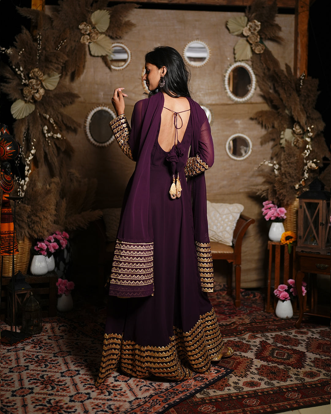 Wine georgette Anarkali