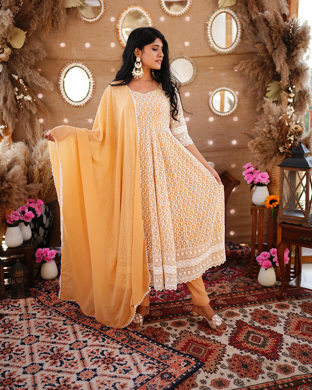 Latte Cream Pure Georgette Anarkali