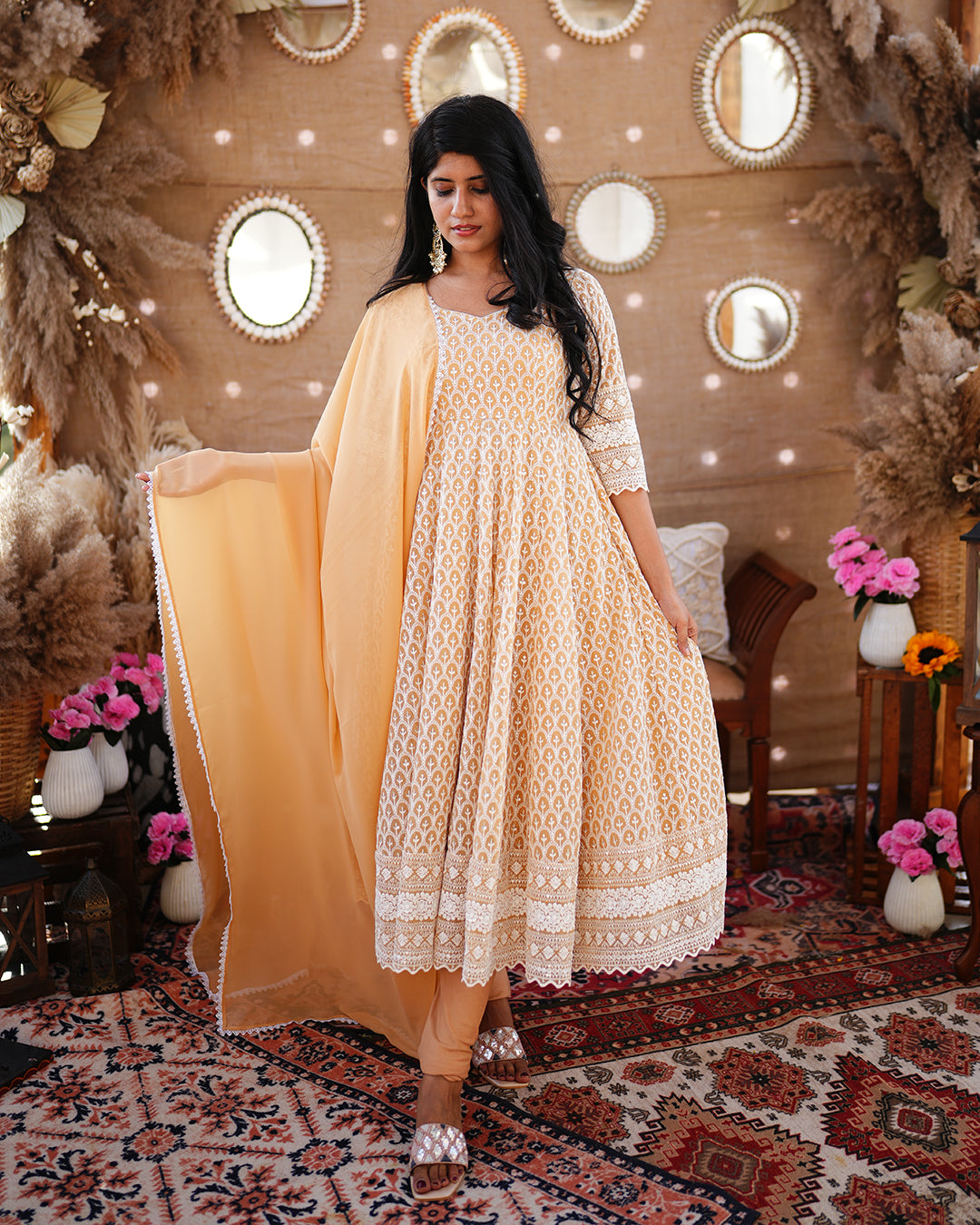 Latte Cream Pure Georgette Anarkali