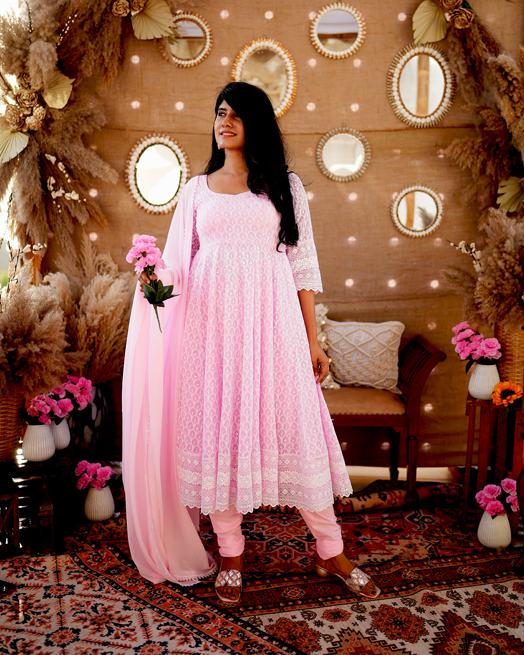 Baby Pink Pure Georgette Anarkali