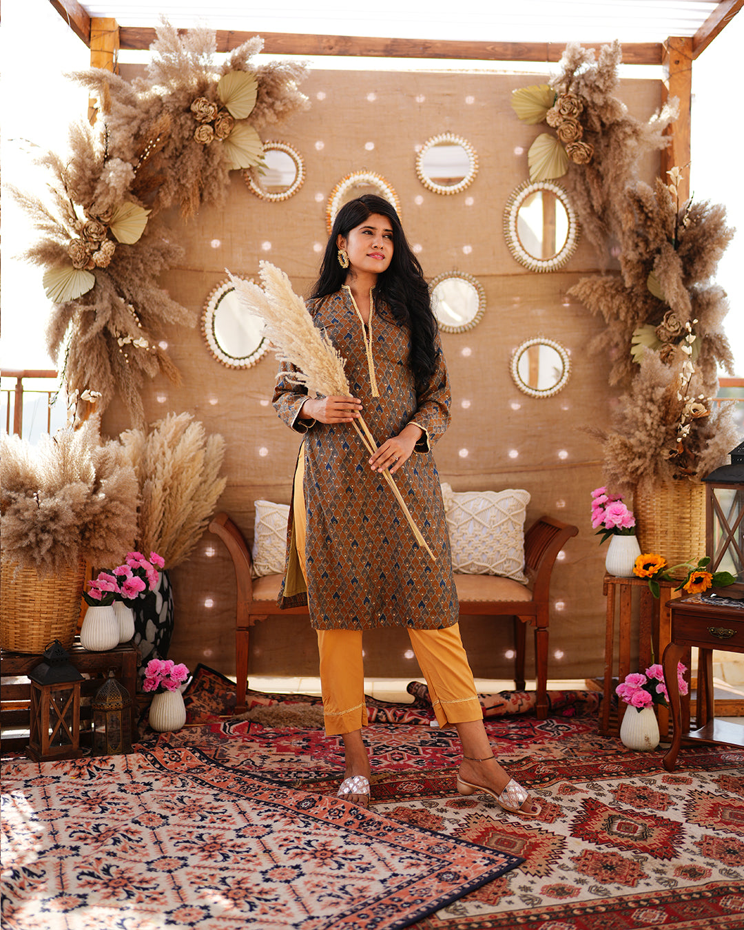 Brown muslin cotton salwar kameez set