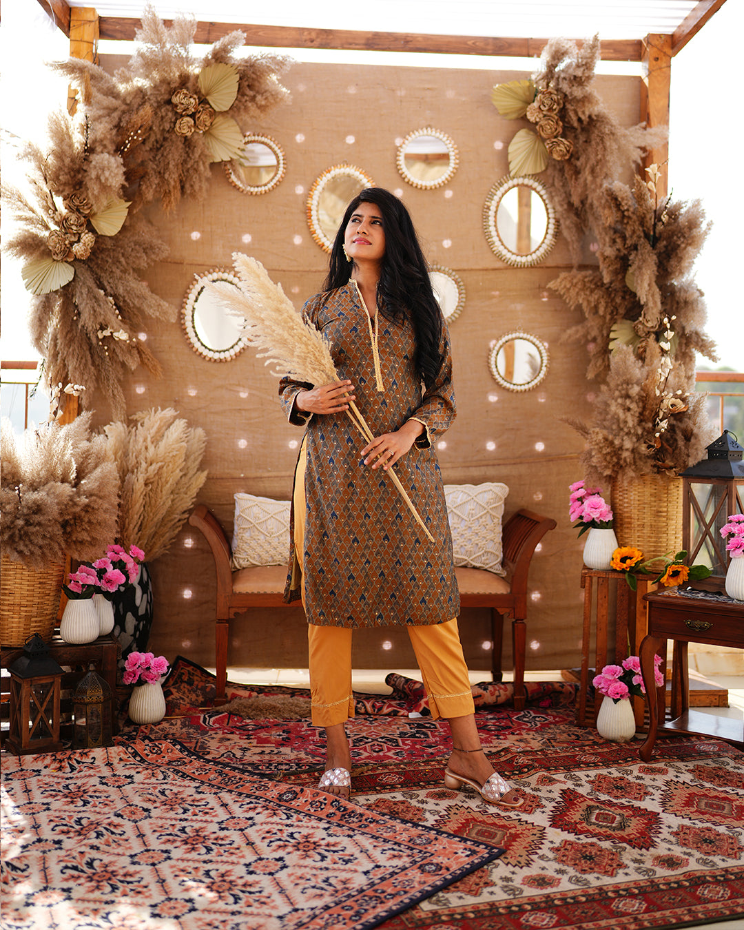 Brown muslin cotton salwar kameez set