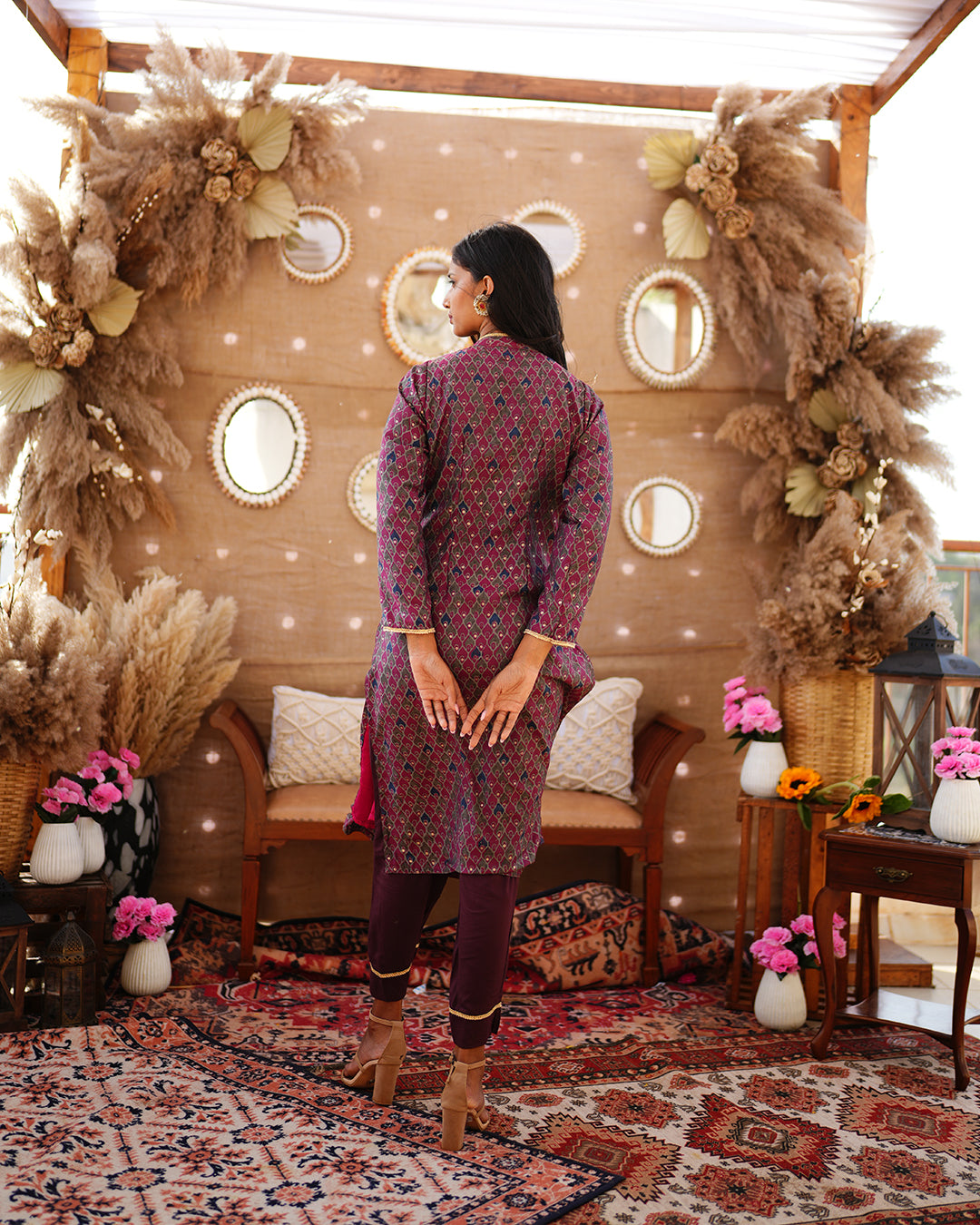 Maroon muslin cotton salwar kameez set