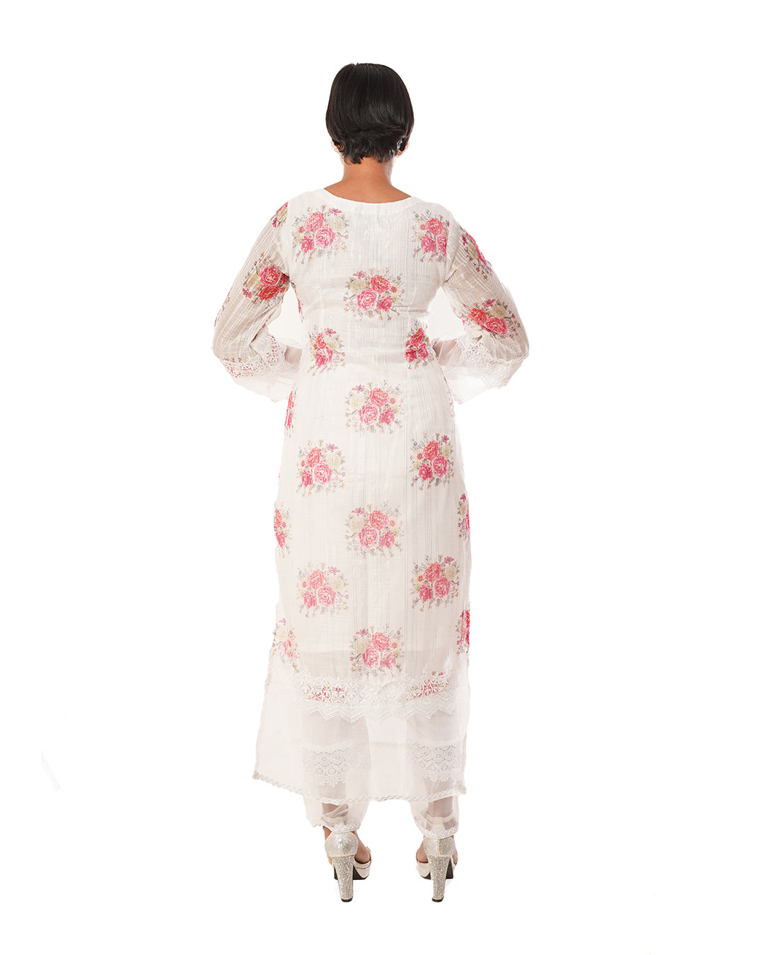 pink printed zari cotton churidar set